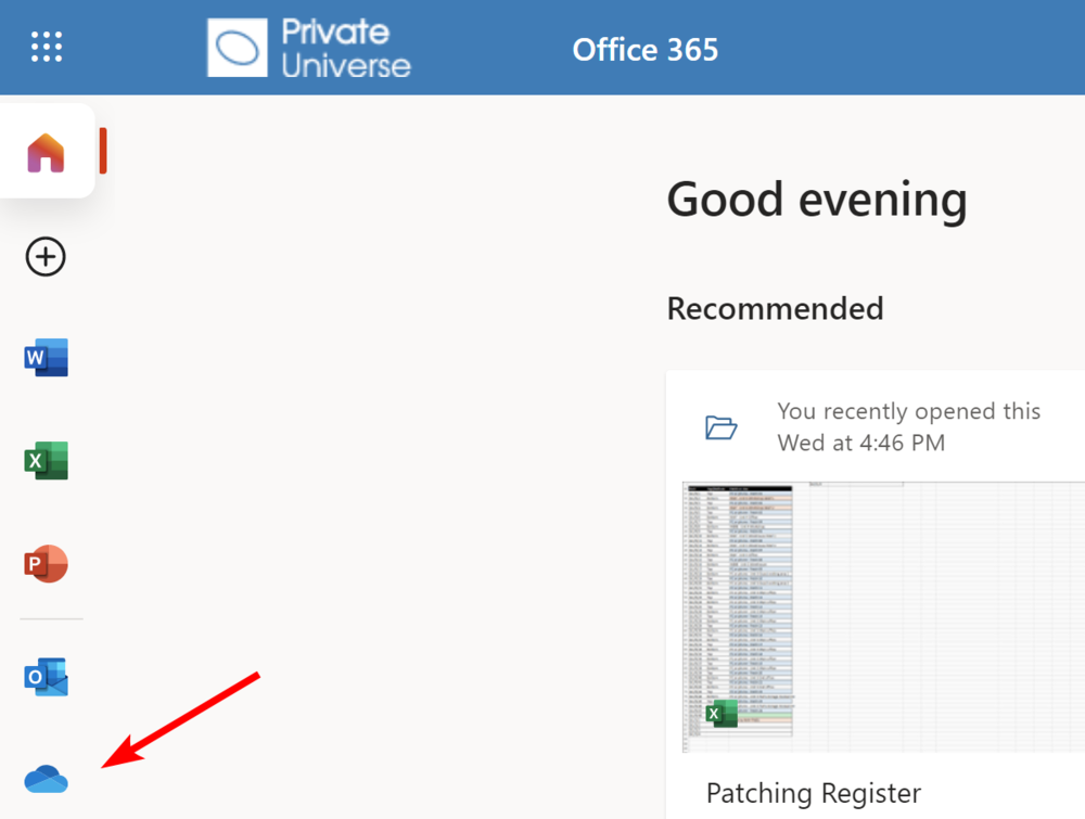 OneDrive in Office Portal