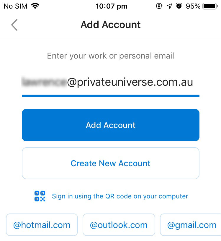 Outlook Add Account