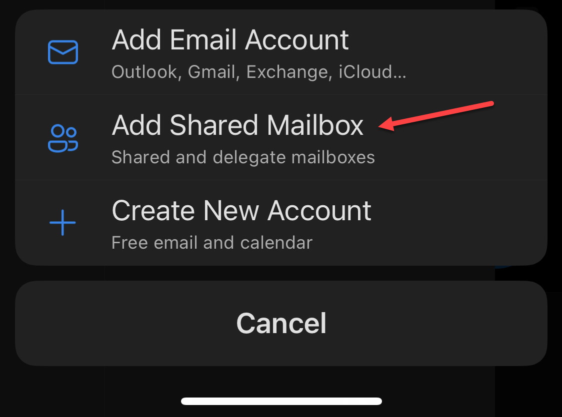 Outlook Add Mailbox Menu