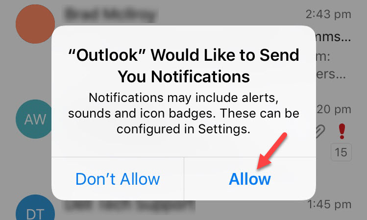 Outlook Allow Notifications