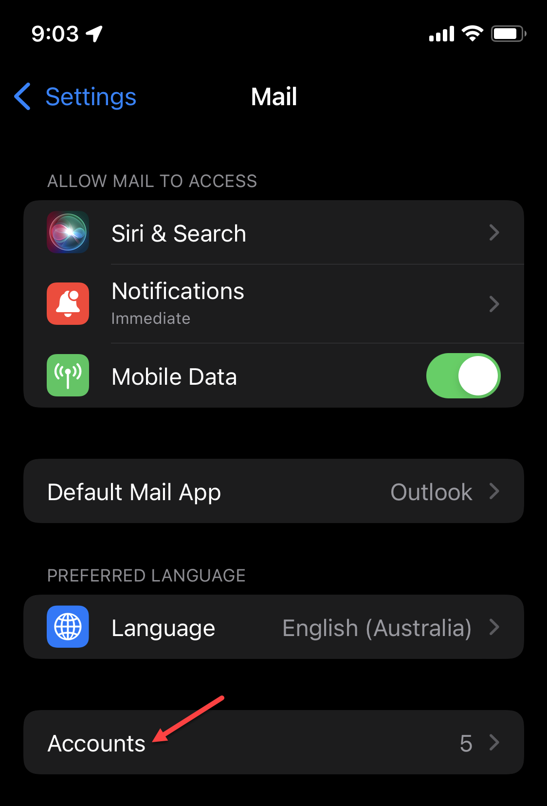 iOS Settings - Mail