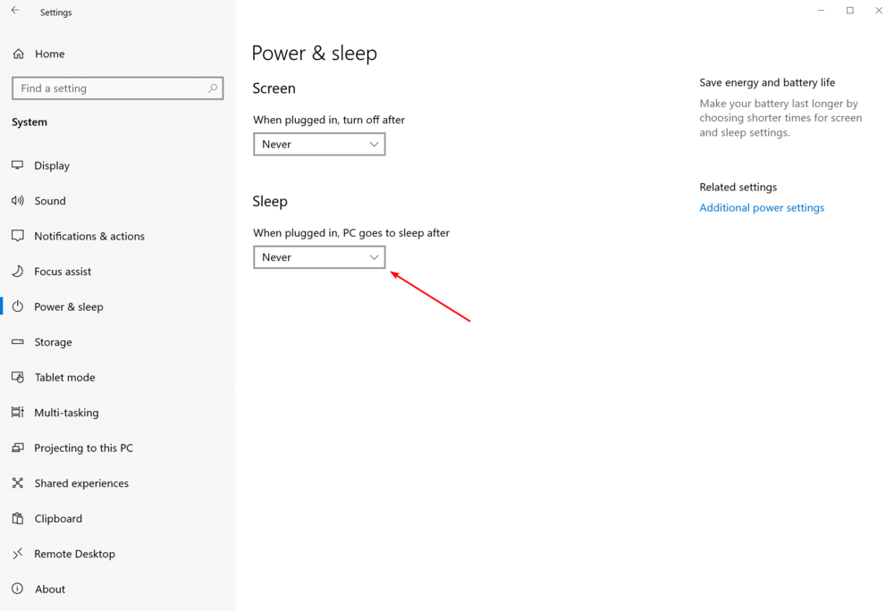 Power Settings Step 2