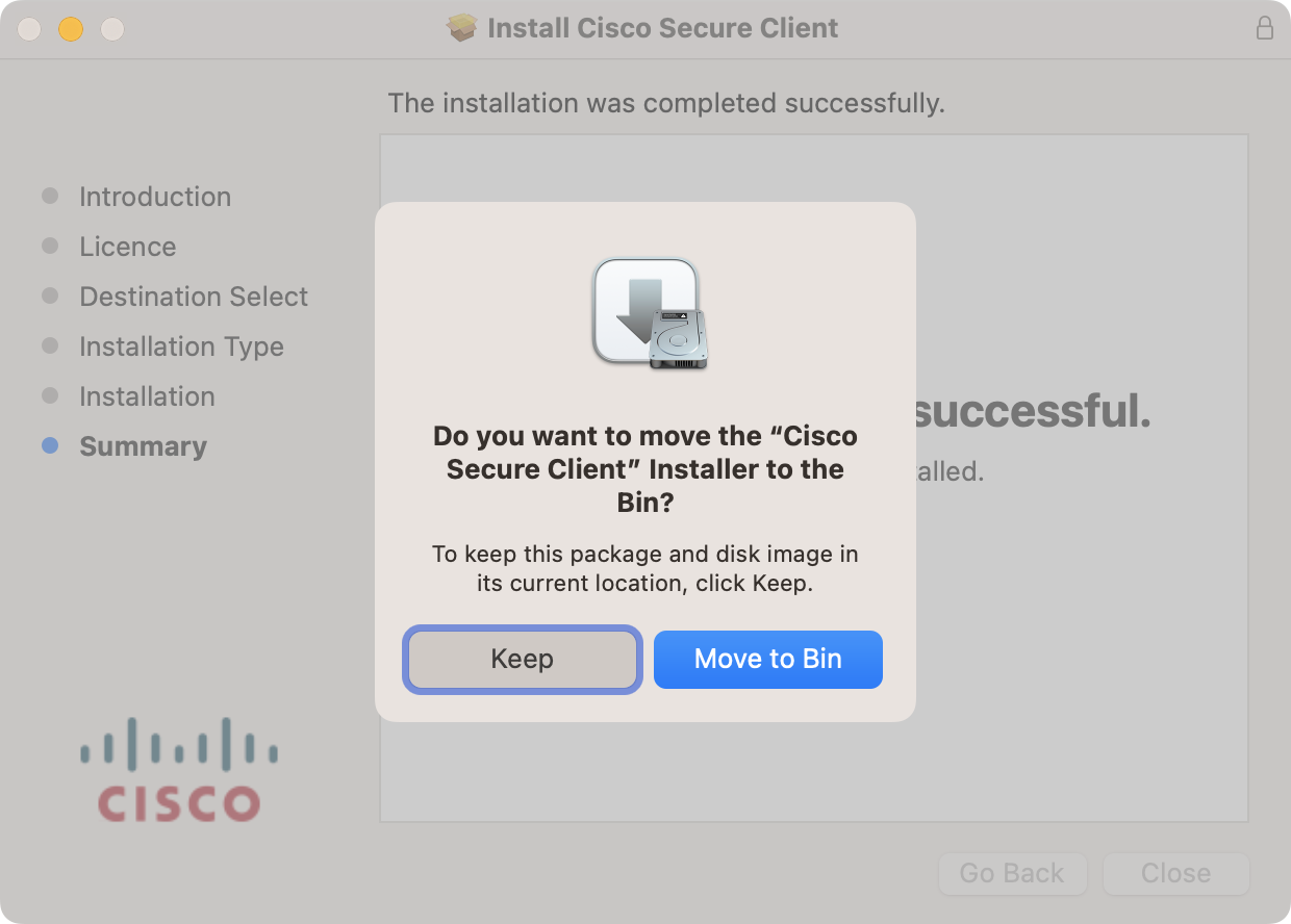 Secure Client Mac Installer Completion